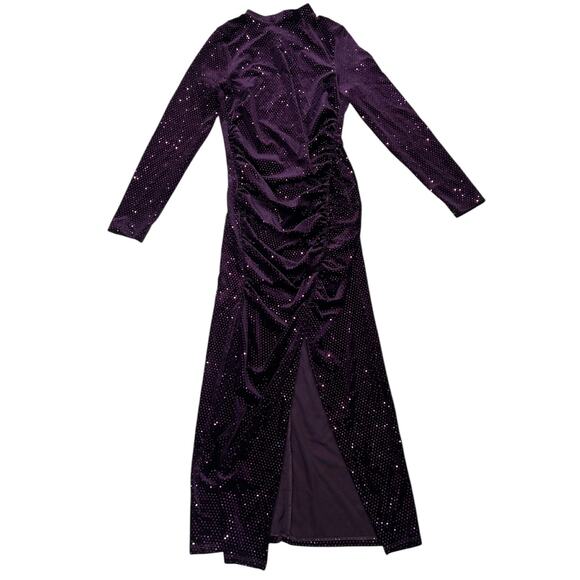 Zara Bloggers Favorite Festive Days Purple Velvet Sequin Open Back Dress NWT - Picture 7 of 15